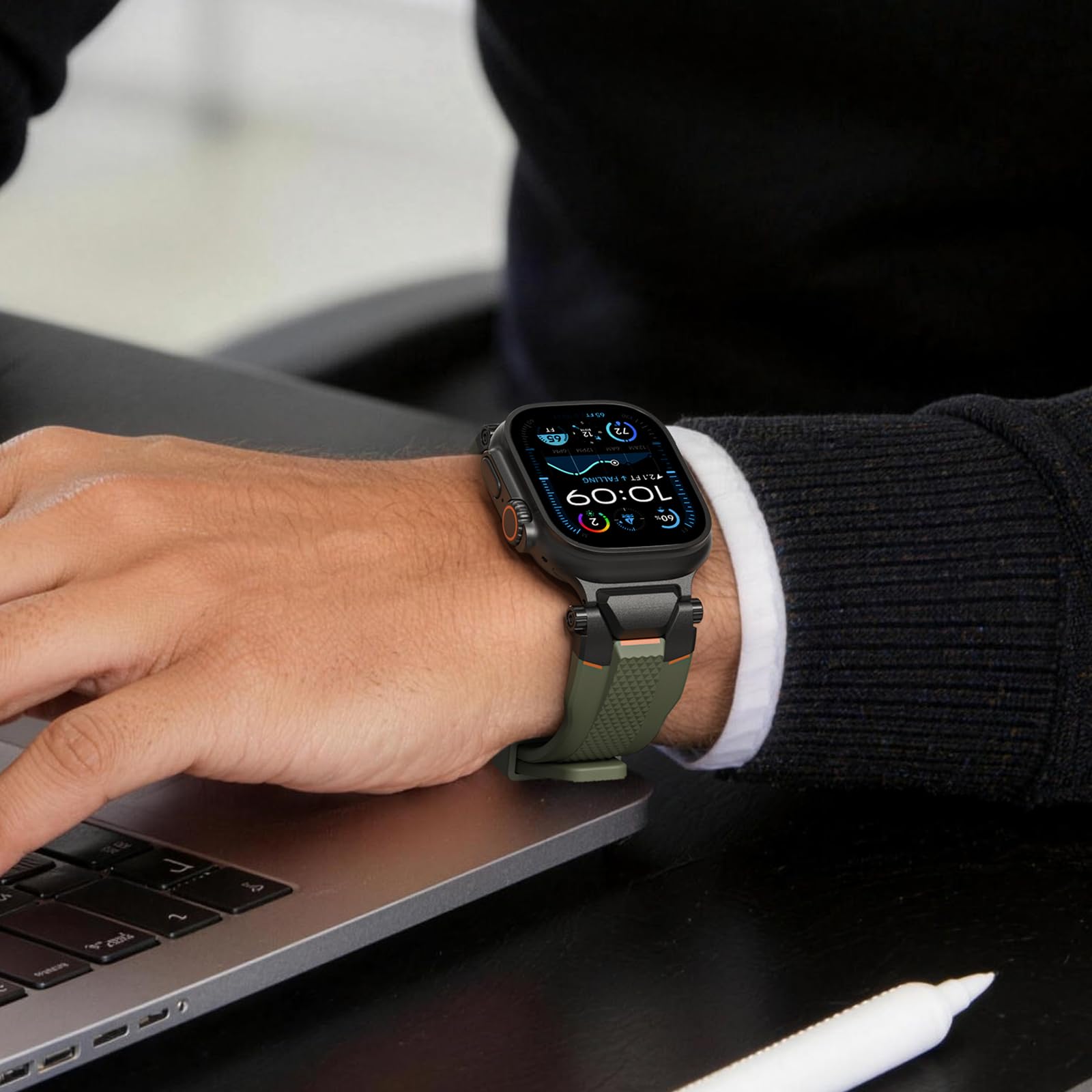 ULTIMAL Compatible con Apple Watch Ultra 3/2/1 pulsera de 49 mm, pulseras de reloj para hombres, correa deportiva resistente de metal de alta calidad