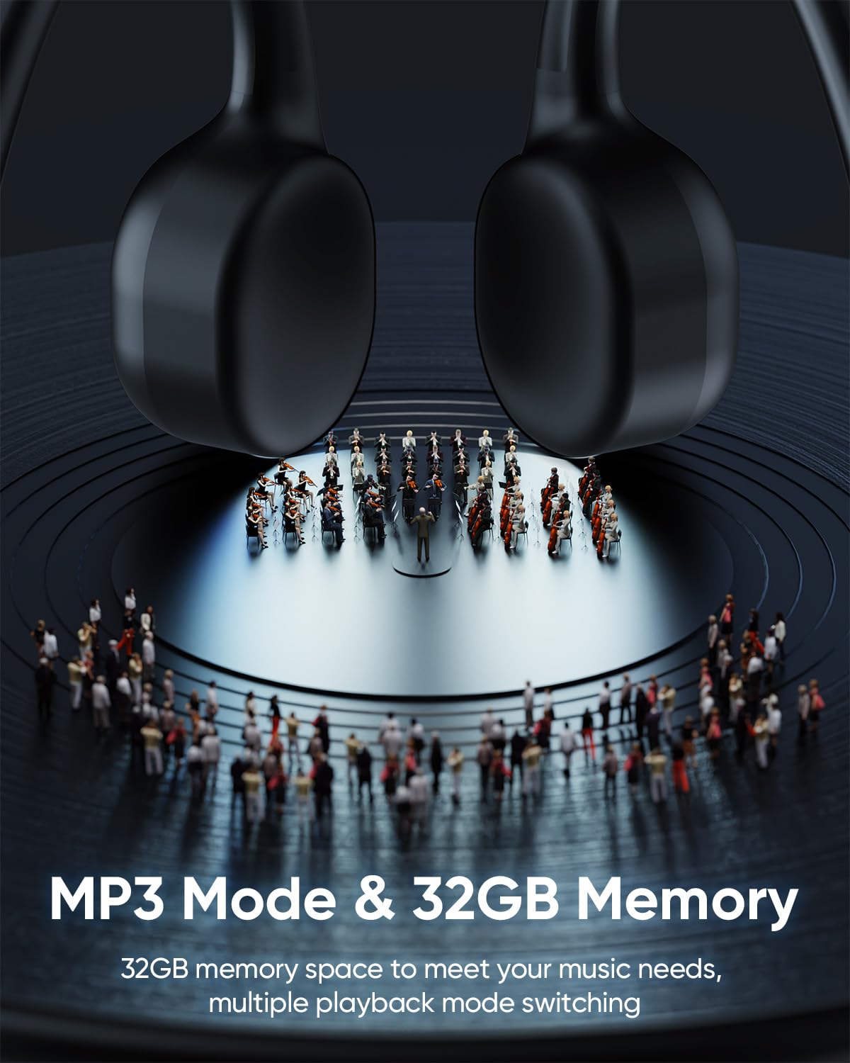 Cuffie da nuoto a conduzione ossea IP68 impermeabili, Bluetooth 6.1 e MP3, due modalità con lettore MP3, memoria da 32 GB, auricolari sportivi wireless open ear subacquei per corsa, ciclismo, fitness