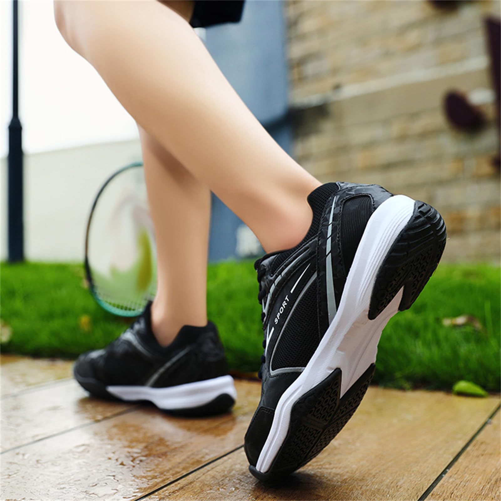 JiuQing Zapatillas de Pickleball Hombre Mujer Bádminton Tenis Squash Ligeras Cómodas Canchas Interiores Exteriores