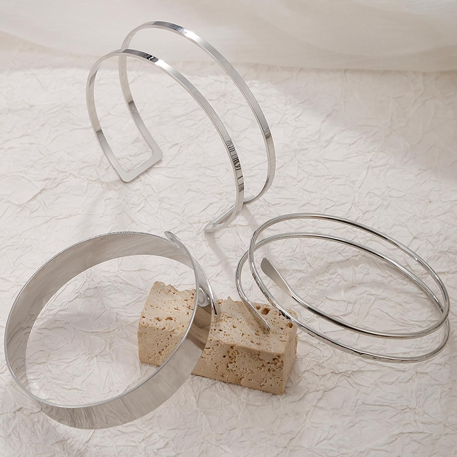 YVVLEE 6 Pieces Minimalist Gold Arm Cuff Bracelets Set Adjustable Coil Bangle Upper Arm Cuff Armband Jewelry Set for Women - Image 6