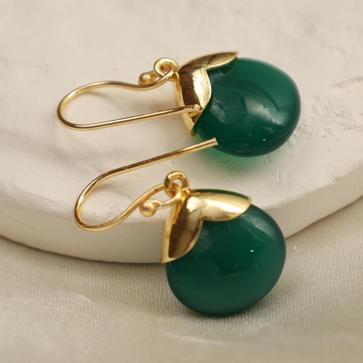 Gempires Gemstone 15 mm Pear With Gold Cap Hook Earring,Statement Birthstone jewelry, Teardrop shaped Earring - Image 3