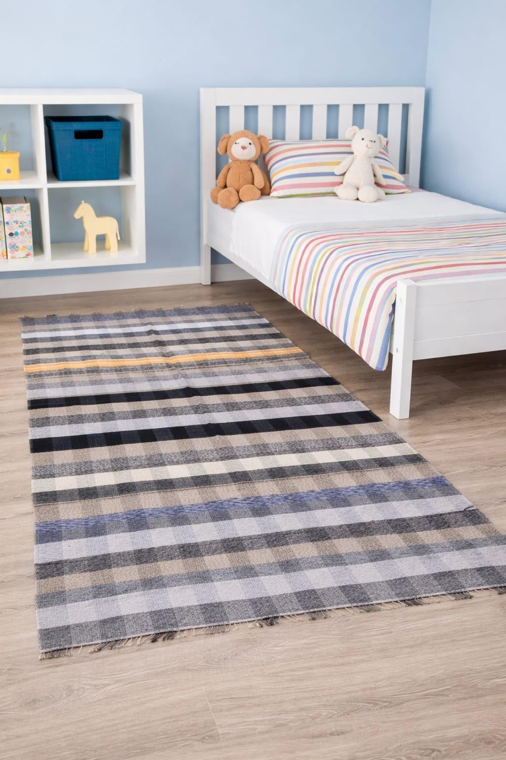 Floor Mat, Dari, Chindi Rug, for Bed Room, Living Room, Garden, Picnic, Yoga, Beautifully Design Multicolour Striped Dari for Bedroom, Living Room, (1, Multi.01, 3.5x6 ft)-image-11
