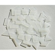 Large Textrued Transparent Glass Mosaic Tiles, 70pcs Stained Glass Pieces Bulk for Mosaic Art, 200g Pre-Cut Mosaic Glass Tiles Kit for Handmade Mosaic Crafts, Clear & White