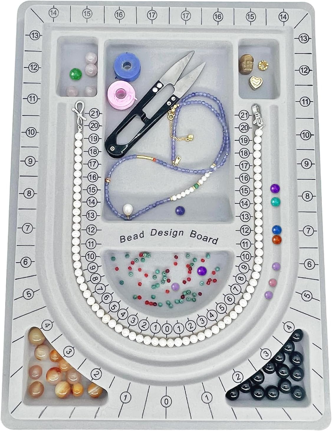Bead plate, bead measuring plate, jewelry design tray, bead design table, suitable for necklace, jewelry production, design, measurement, DIY production