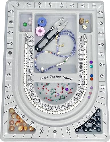 Miniatura 8 de SXDMHYB Tablero de diseño de cuentas, bandeja de producción de joyas de bricolaje, tablero de cuentas flocadas para pulseras, cuentas de collar