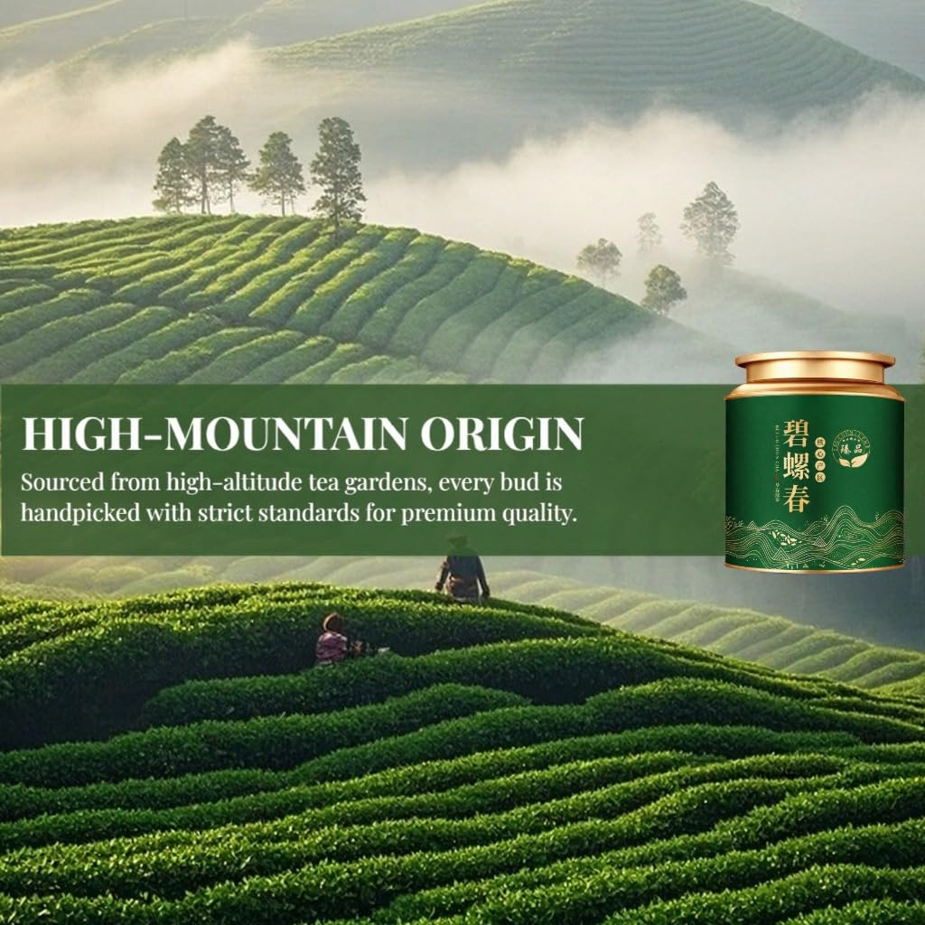 Tè Verde Biluochun 250g*2 | Tè in Foglie Sciolte Grado A 17.64oz | Raccolto Pre-Qingming | Ideale Per Il Consumo Quotidiano