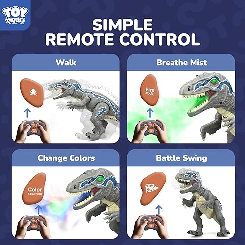 Miniatura 2 de STEAM Life Dinosaurios con control remoto para niños de 3 a 12 años, dinosaurios con luz LED, juguete robot velociraptor