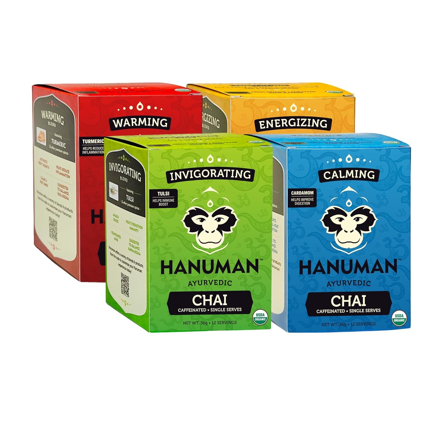 Hanuman Chai 4-pack (4-pack single serves, Chai Variety Pack)