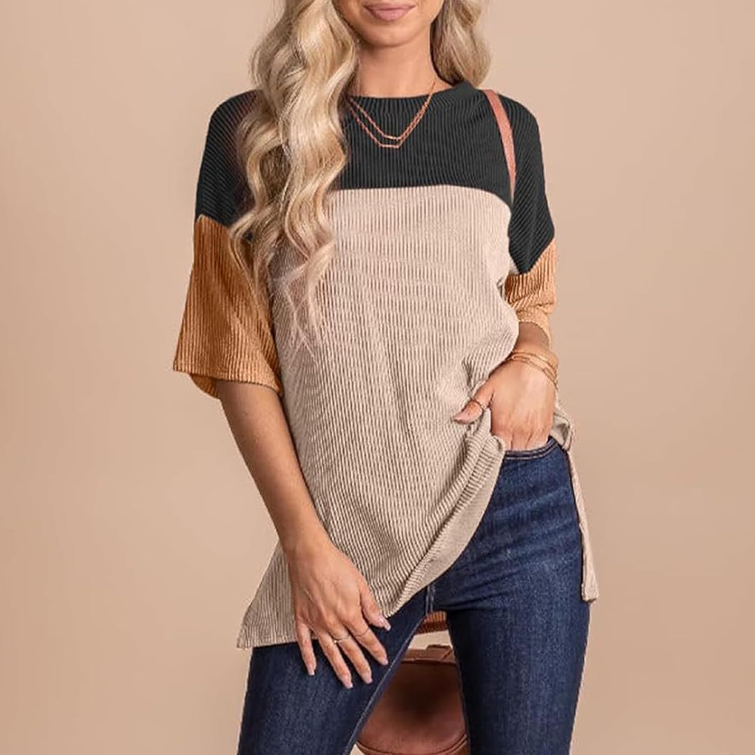 Eunice Loft – Relaxed Knit Half-Sleeve Top main image 0