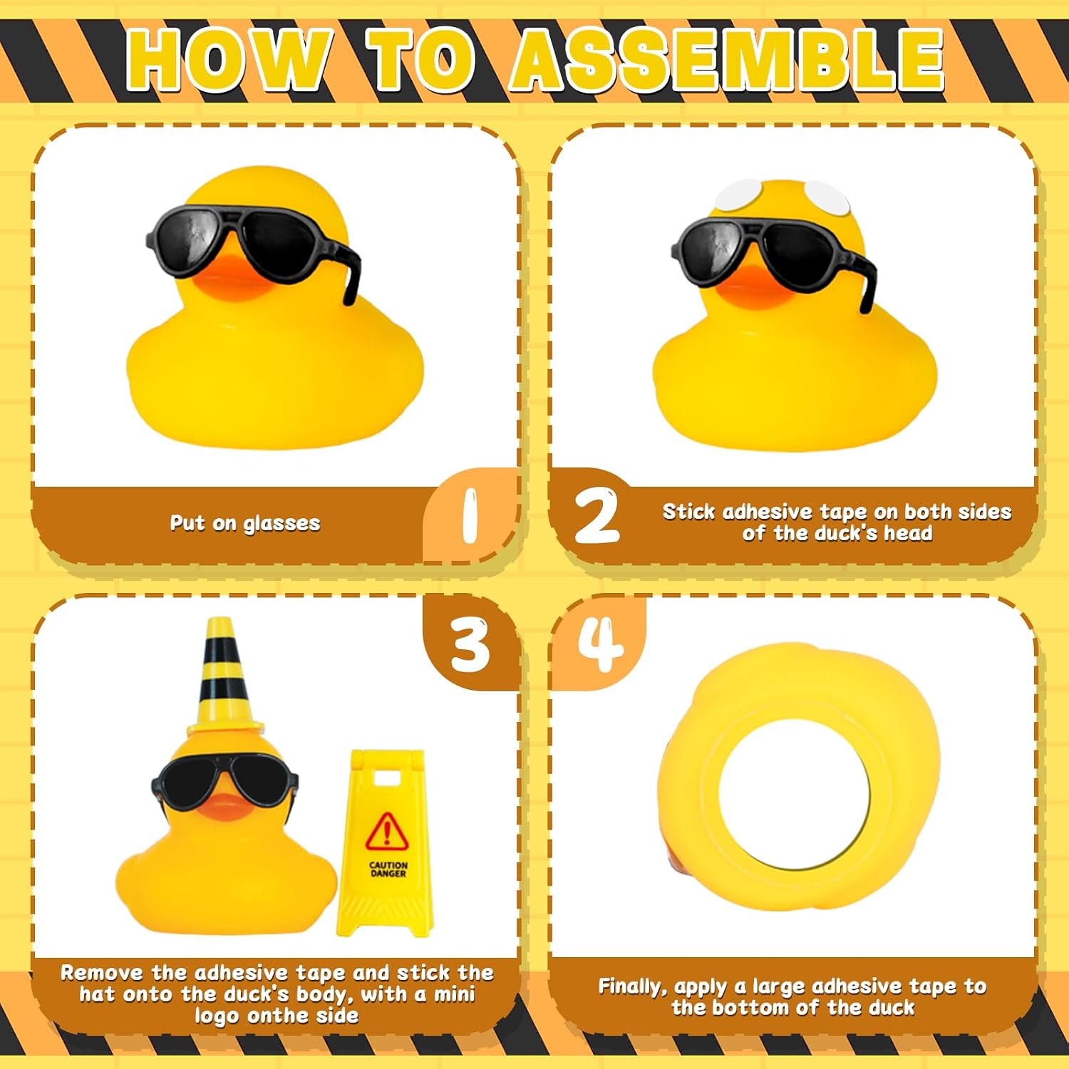 AOT Rubber Duck with Road Sign Sunglasses for Adult Party Favors Home Decor | Funny Traffic Duck for Car Dashboard Decoration Job Occupation Cosplay Rubber Duck Gifts for Traffic Police