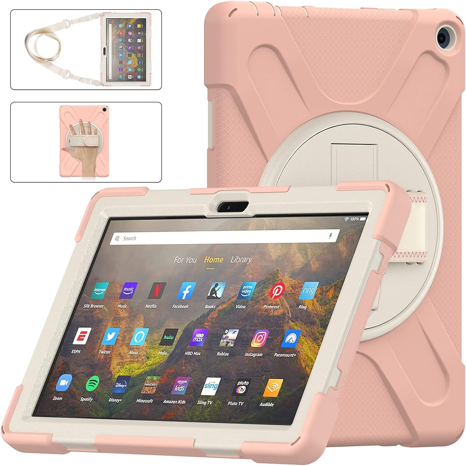 LEHEE Case for All-New Amazon Fire HD 10 & Fire HD 10 Plus Tablet(10.1″,11th Generation, 2021 Release), Heavy Duty Rugged Shockproof Hard Case 360 Rotating Stand & Strap Cover, Pink LEHEE Case for All-New Amazon Fire HD 10 & Fire HD 10 Plus Tablet(10.1″,11th Generation, 2021 Release), Heavy Duty Rugged Shockproof Hard Case 360 Rotating Stand & Strap Cover, Pink