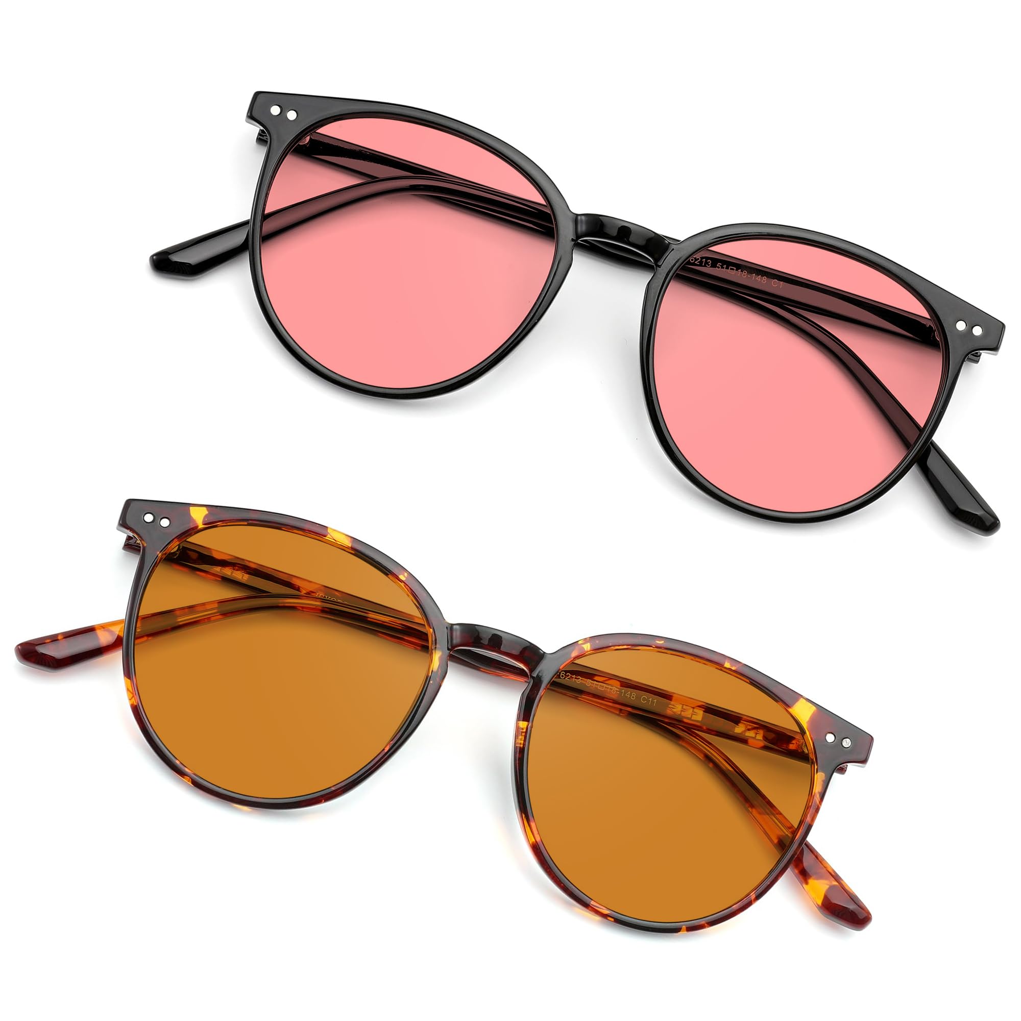 2 Pack FL-41 Rose & FL-60 Brown Tinted Migraine Glasses RF6213