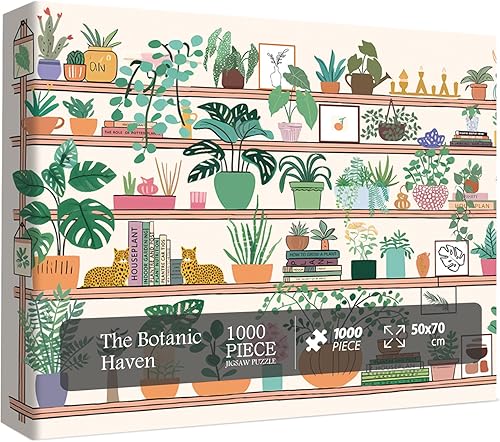 The Botanic Haven - Rompecabezas para adultos de 1000 piezas, rompecabezas de plantas de naturaleza, rompecabezas botánico de plantas de interior,