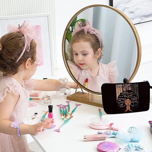 Miniatura 4 de Bolsa de maquillaje afroamericana para monedero de lona afro-negra, bolsas de cosméticos para mujer, regalo inspirador, pequeña bolsa divertida para