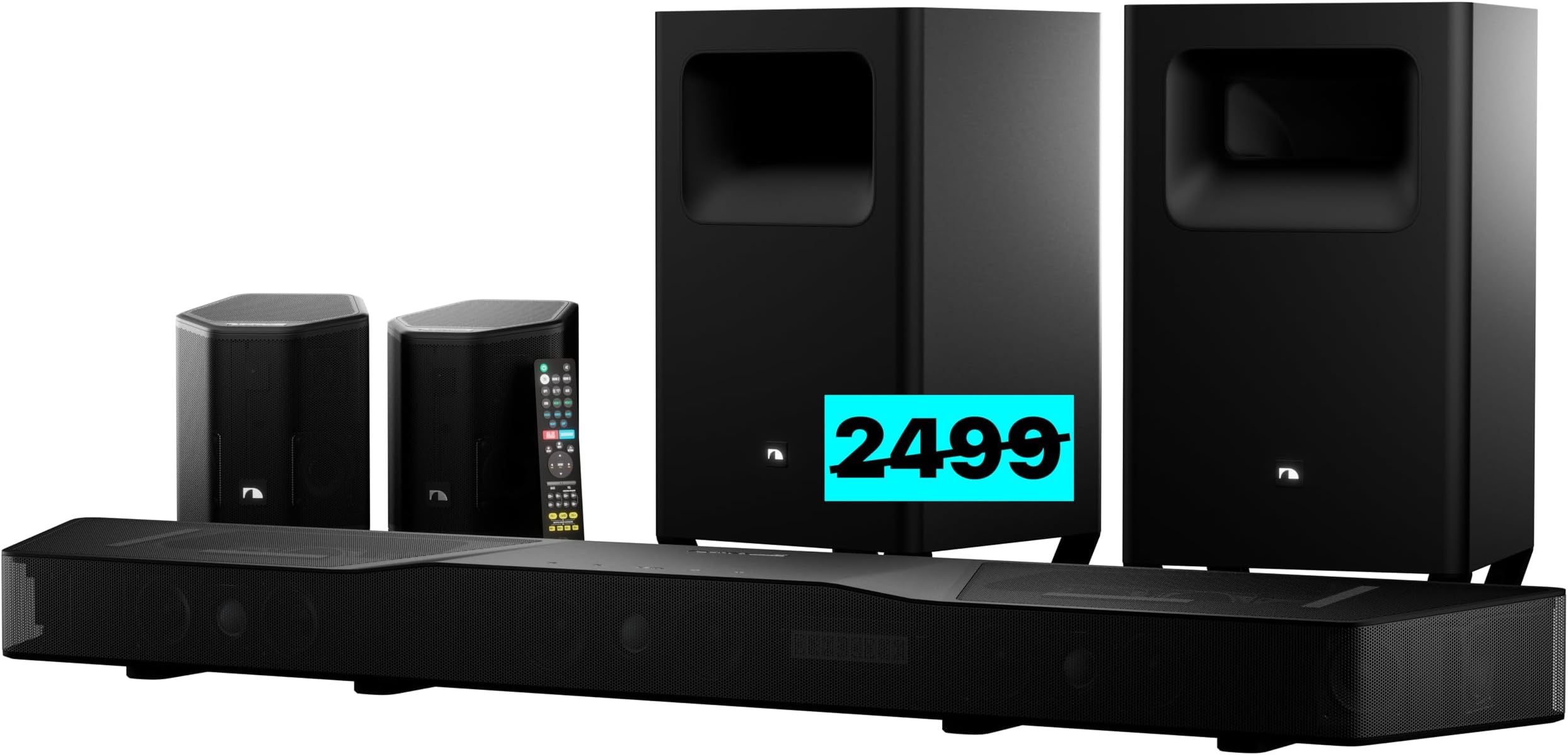 Nakamichi Shockwafe Wireless 11.2.6 Ch Soundbar System w Dolby Atmos/DTS:X, Upgraded Dual 10” Subs, Bipolar Surrounds, 6 Discrete Height Channels, 2300 Watts Max Output