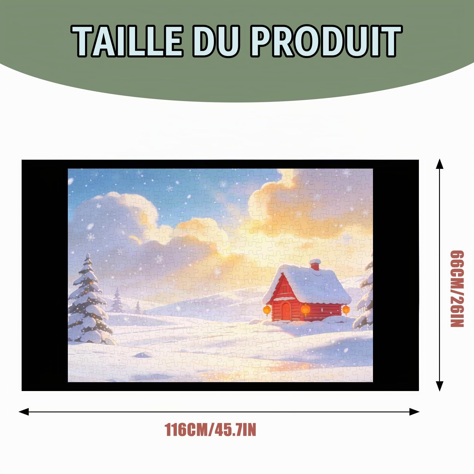 Tapis Puzzle Rouleau Feutre 116×66 cm, 1500 Pièces | Antiglisse Tapis de Rangement Portable