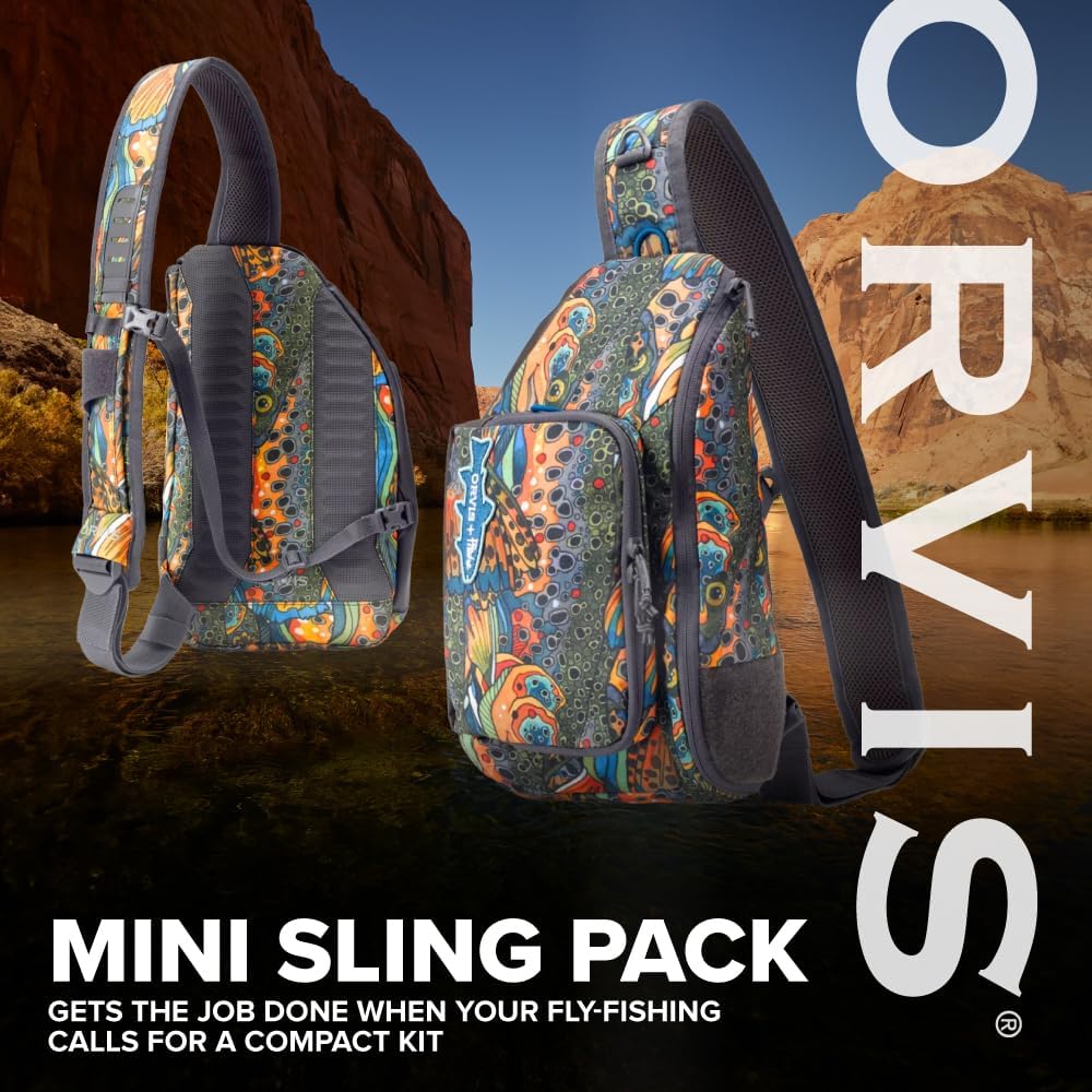 Orvis Mini Sling Pack (26B2) Shoulder Strap Tackle Backpack - Fly Fishing Tool Bag of 100% Recycled ECO CORDURA Fabric With TPU Coating, 5-Liter Capacity and Internal Features, Fishe Unbound Brown - One Size