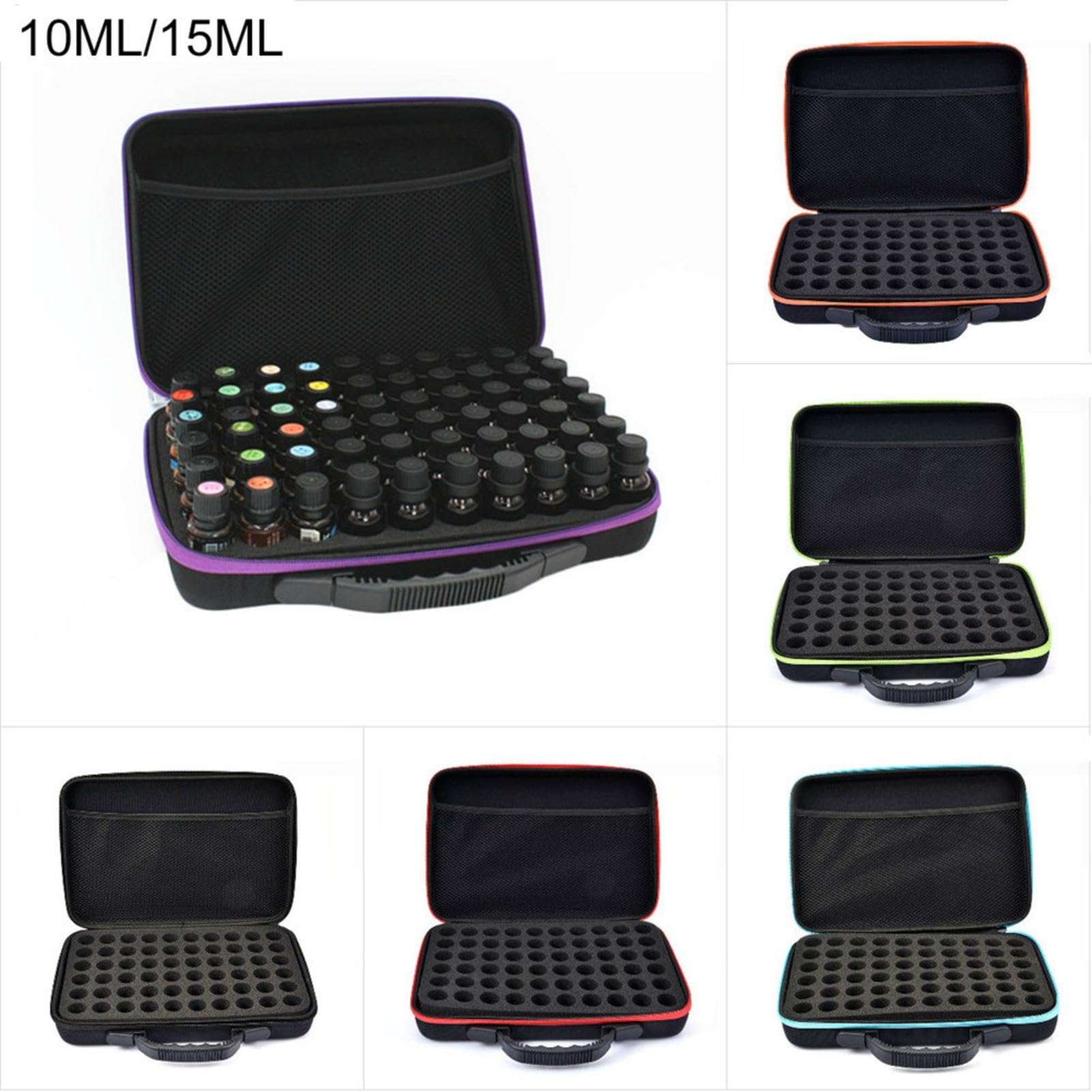 Essential Oil Box, 60 Holes Storage Box for Essential Oils 10ml 15ml, Shockproof Essential Oil Carrying Case, Nail Polish/Essential Oil Organizer, Blue, Refer to description - 3