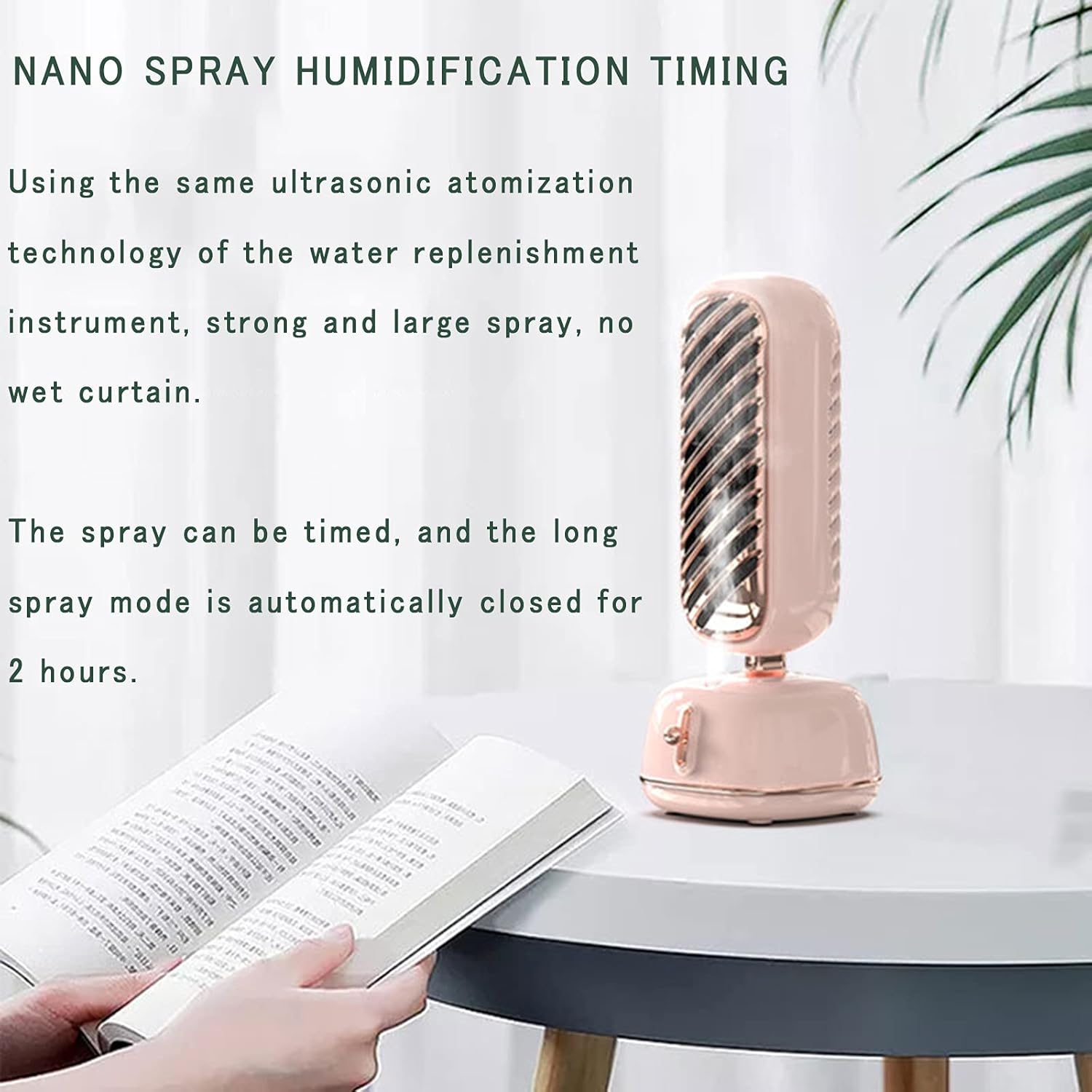 Portable Mobile Air Conditioner, Mini Desktop Multifunctional Quiet Cooling Fan,3-Mode,USB Supply 240ML Capacity Evaporative Cooler Humidifier for Office Bedroom (Pink)