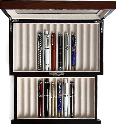 wood pen display case 24 slot Fountain pen Box storage