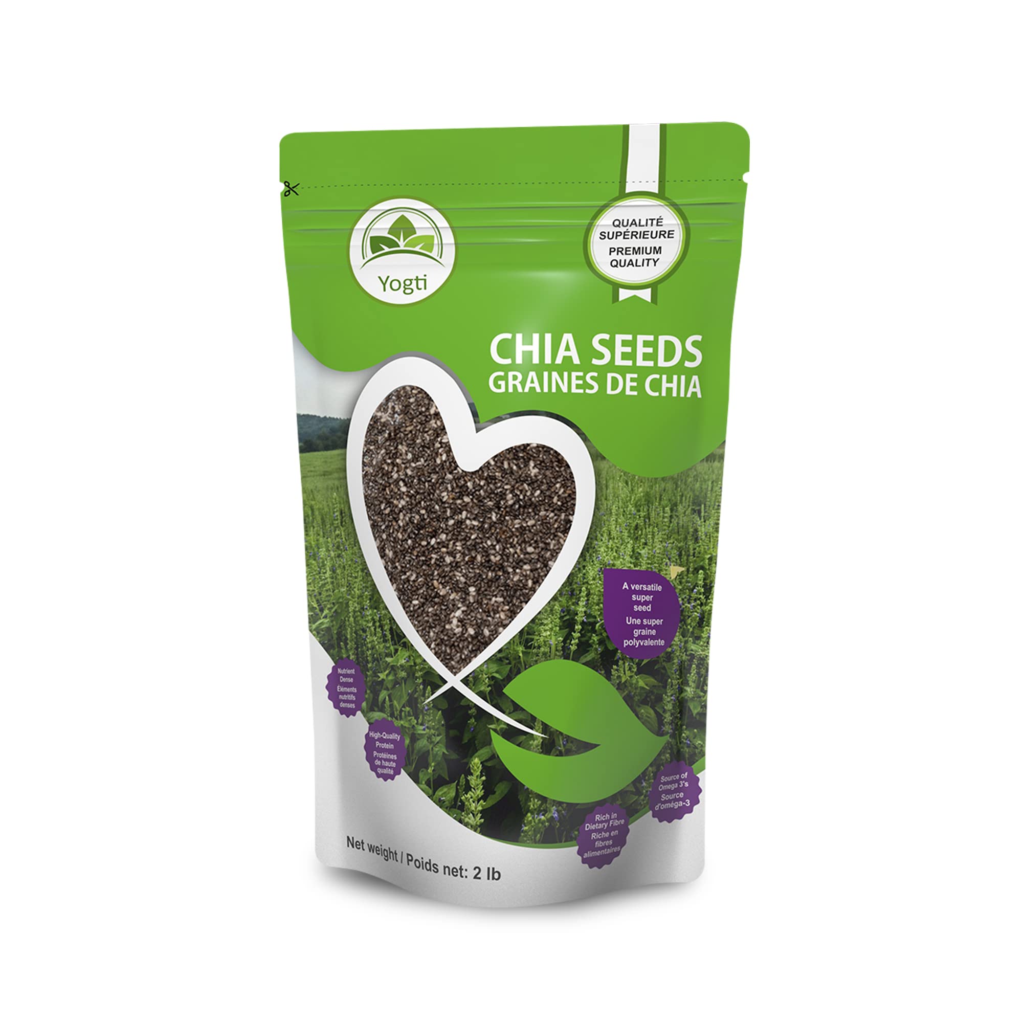 Yogti [Canadian Brand] Raw Black Chia Seeds, A Versatile Superseed, Keto Friendly - 2LB
