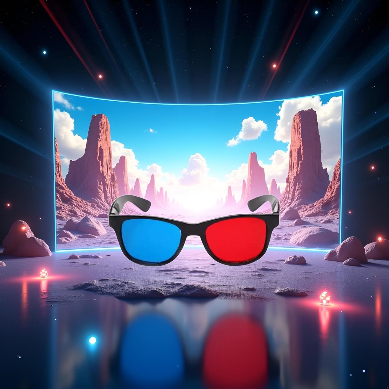 4 occhiali 3D universali rossi e blu per TV cinematografici, cornici 3D, occhiali 3D per videogiochi, per film 3D, occhiali per visione 3D, design semplice e leggero, accessori