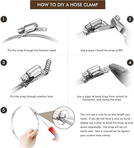 Miniatura 2 de 40 abrazaderas de mangueras de 200 pies, abrazaderas de engranaje helicoidal, manguera de conducto ajustable de acero inoxidable, abrazadera grande