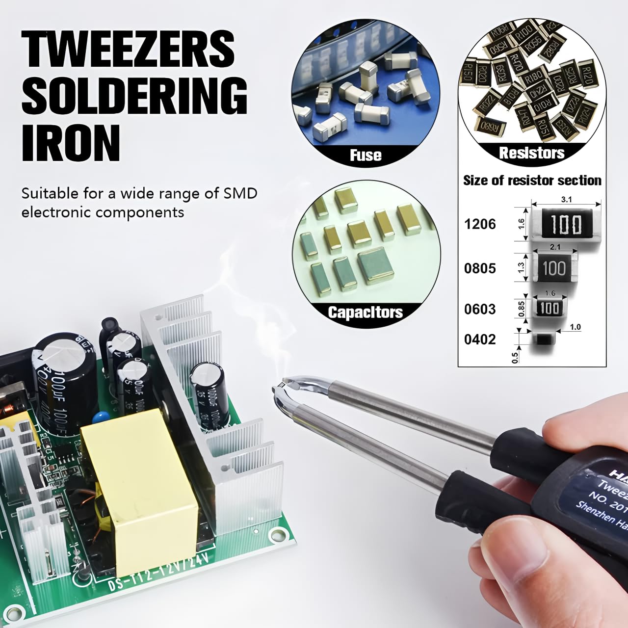 T12 Soldering Station Tweezers Handle for STM 32 Soldering Station Temp Adjust Portable Home Electronics Repair Tool(Tweezers B)