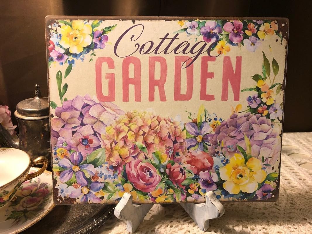 Yunking Style-858 Cottage Garden, Plaque Sign Decorative Retro Metal Tin Sign Vintage Sign For Home Kitchen Coffee Shop Wall Decor 8X12 Inch