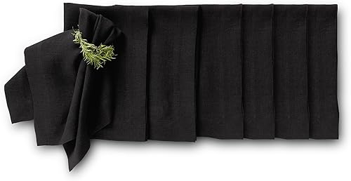 Solino Home Linen Napkins Set of 6  100% Pure Linen Black Halloween Cloth Napkins 20 x 20 Inch  Prewashed Dinner Napkins for Fall, Thanksgiving,