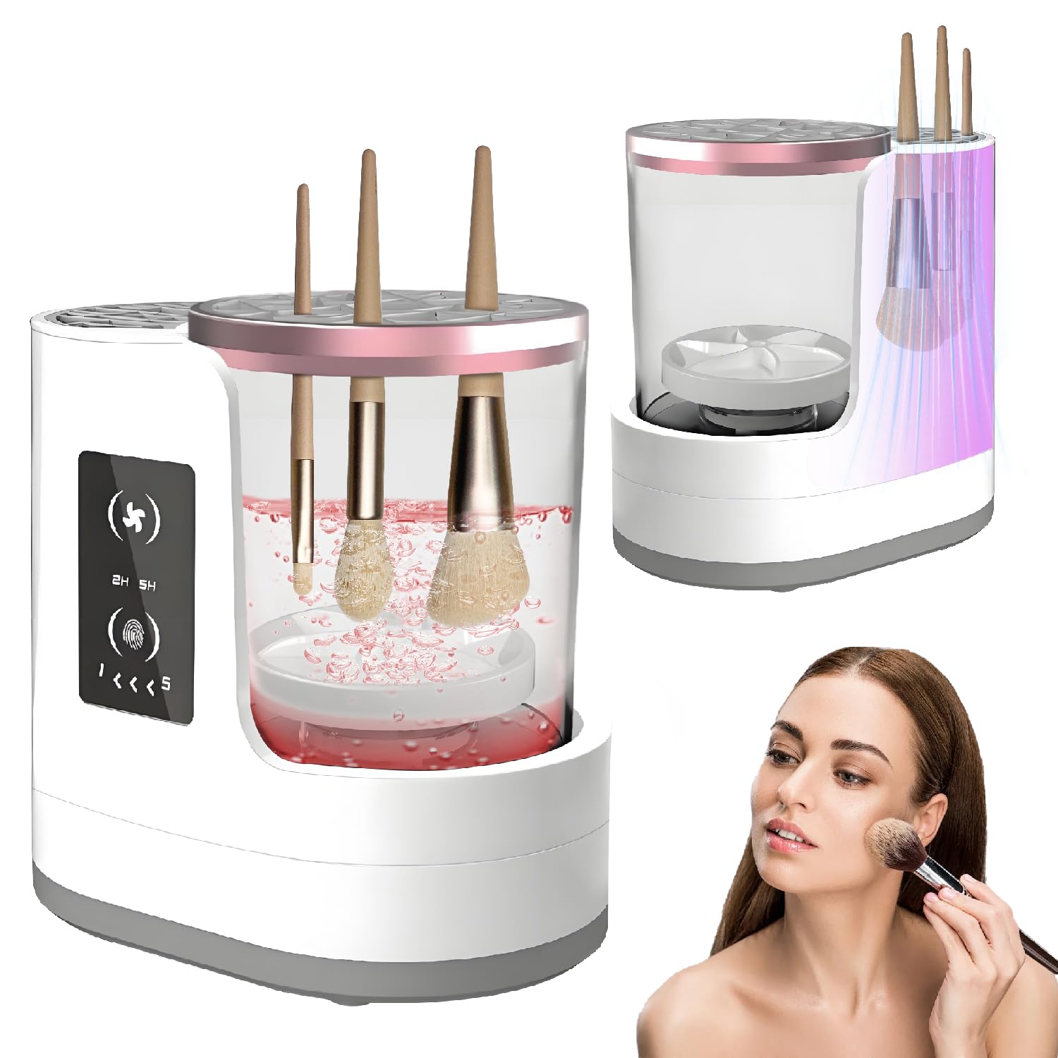 Nuova Macchina Lavapennelli per Trucco 2026, Abnaok 3 in 1 Pulitore e Asciugatore Elettrico per Pennelli da Trucco per Donne, Pulitore Automatico per Pennelli da Trucco, Adatto per Tutti i Tipi di