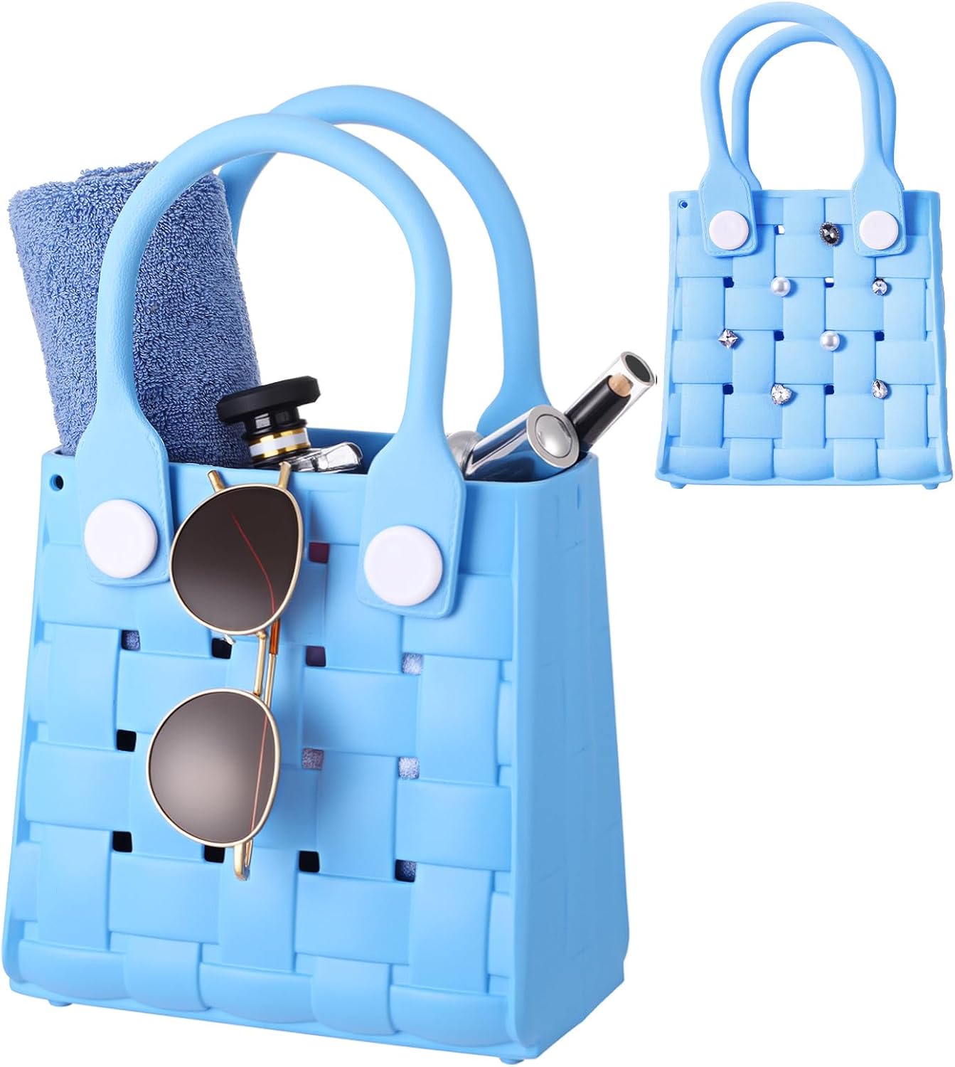 Sureio Mini Rubber Tote Bag for Girl Small Beach Bag...