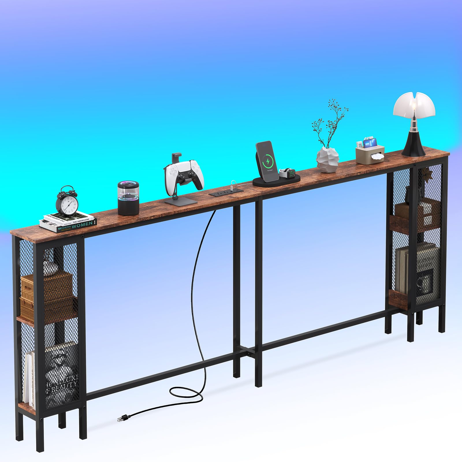 Photo 1 of BROTTAR Narrow Sofa Table with RGB Lights and Outlet