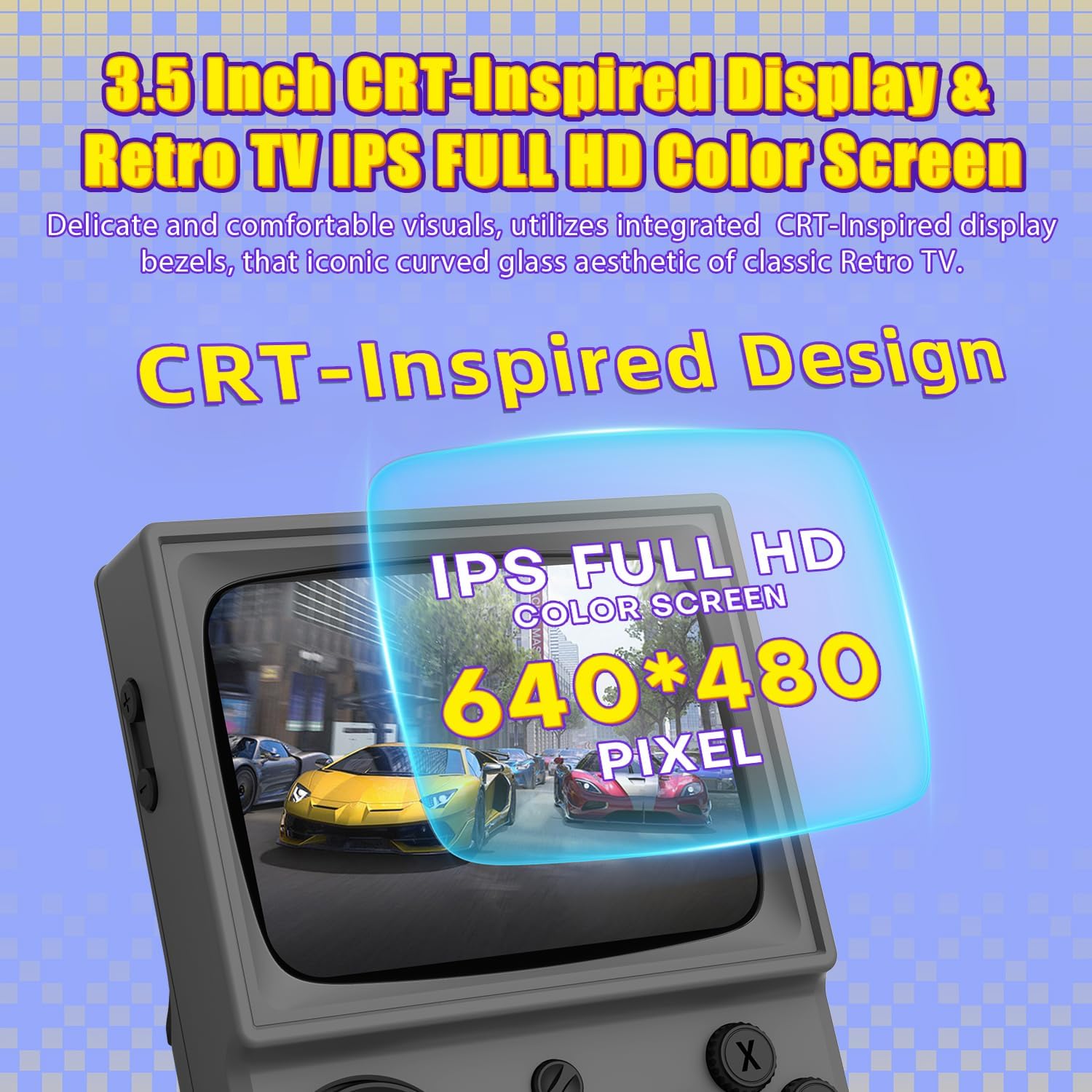 R36T Retro Gaming Console, 3.5'' IPS Screen CRT-Inspired, Handheld Game Console with 22000+ Classic Games Supports WiFi Networked Fighting and OTG, 3500mAh Battery, with Portable Case(Grey 128GB) - Image 3