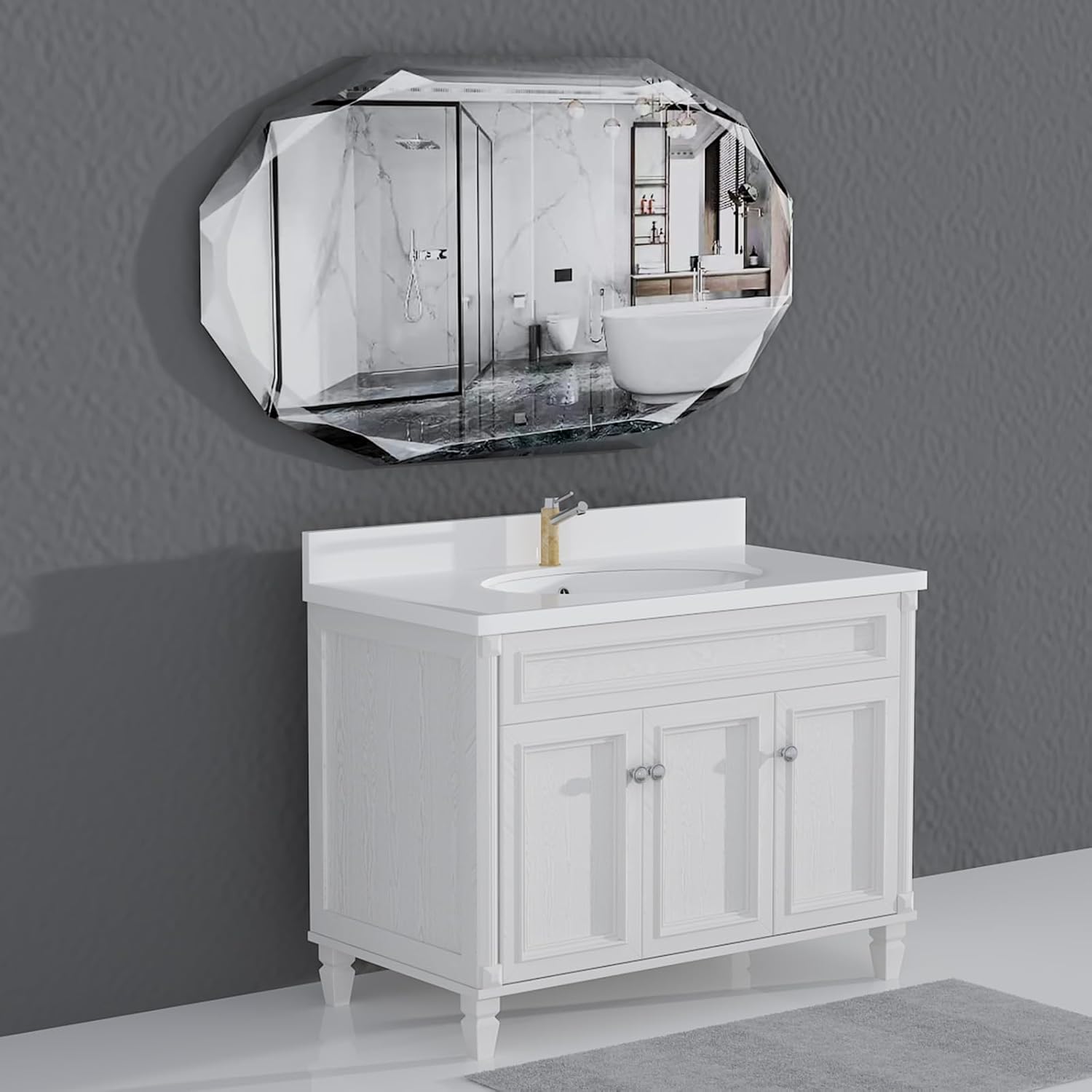 mcioor Frameless Wall Mount Bathroom Mirror, 24" x 36