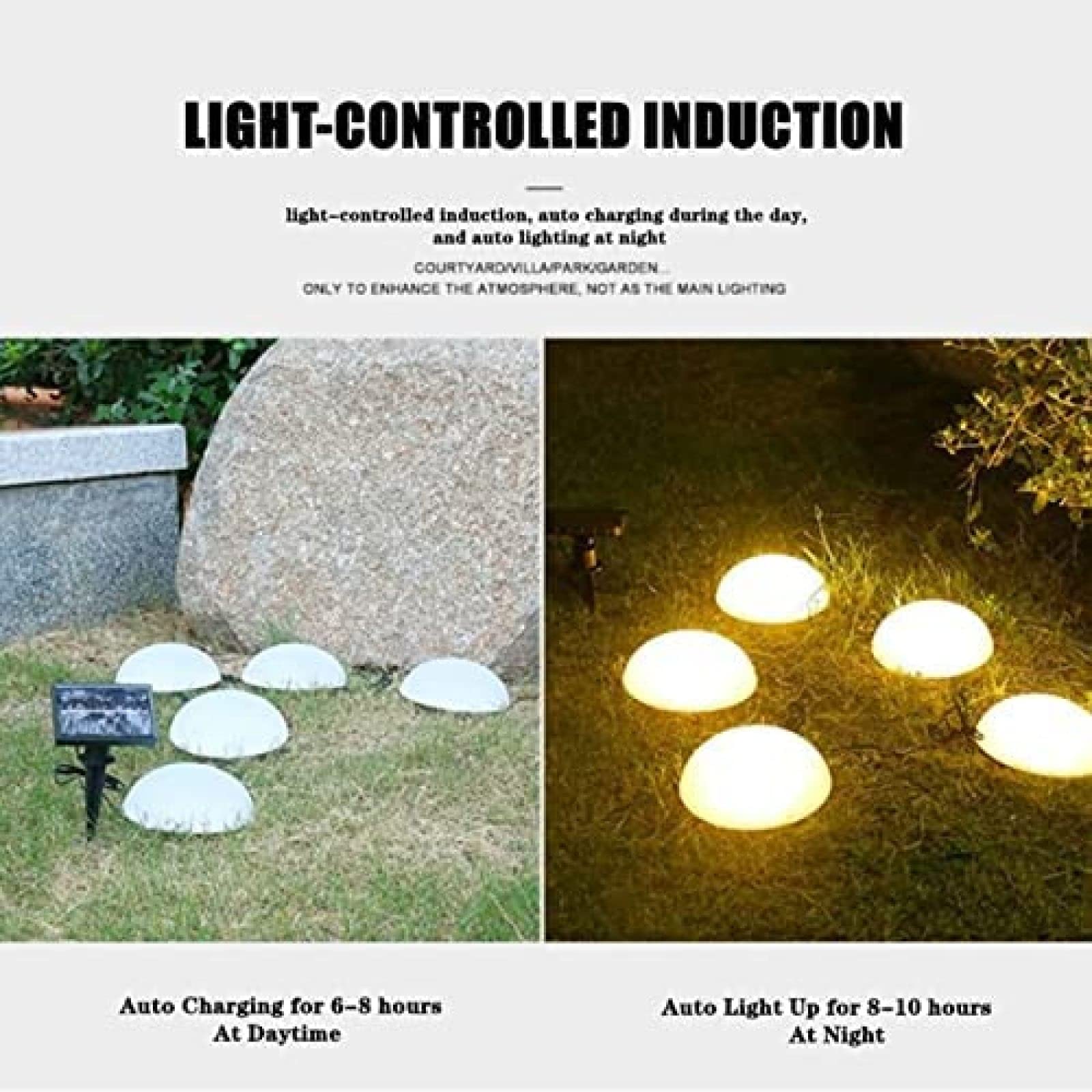 Luces solares de suelo, lámpara de césped impermeable con 5 LED, luz solar decorativa de media bola para jardín, patio, camino, patio, 5 piezas, iluminación de paisaje al aire libre