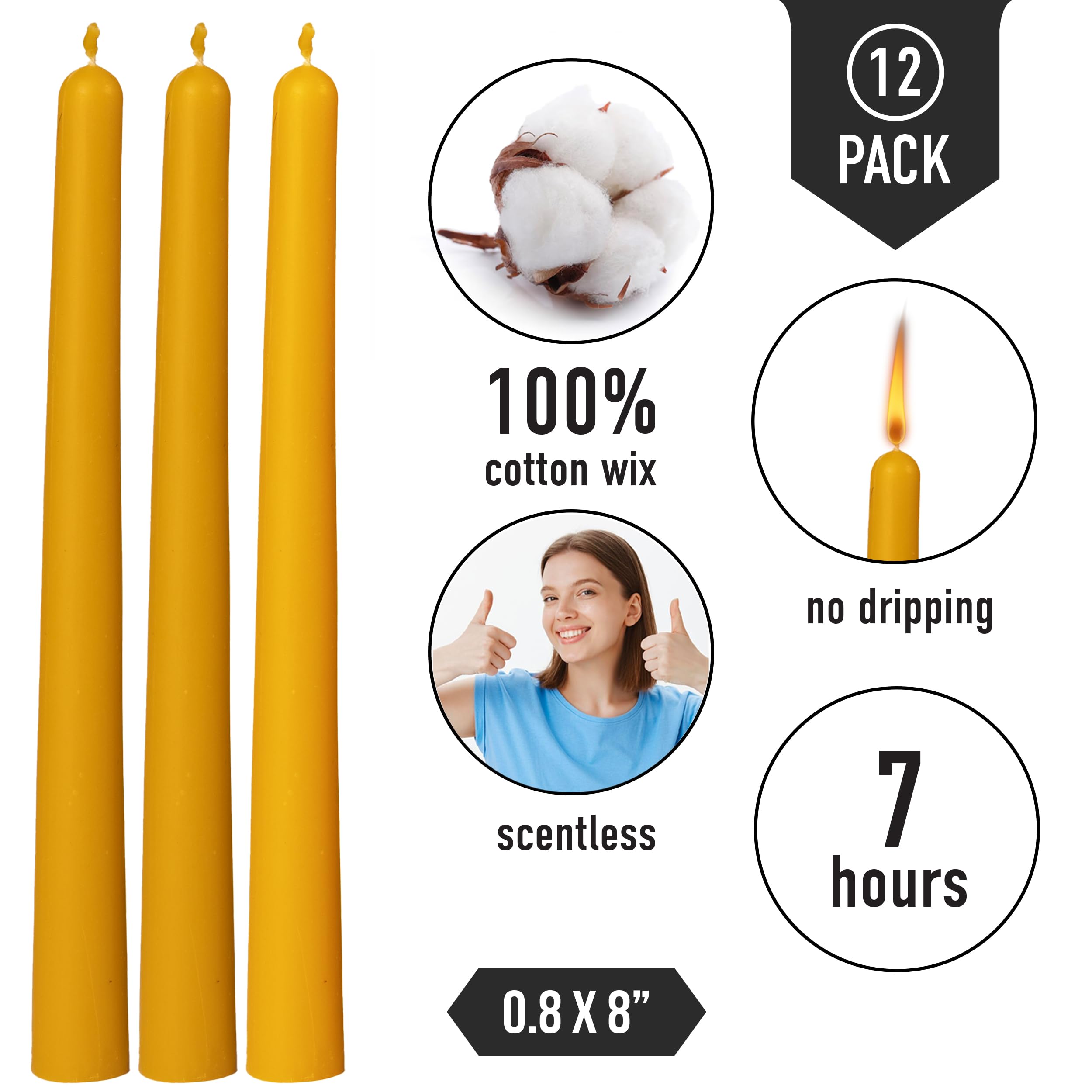 Extra Große Bienenwachs-Säulenkerze - 80 Stunden Brenndauer, 100% Natur