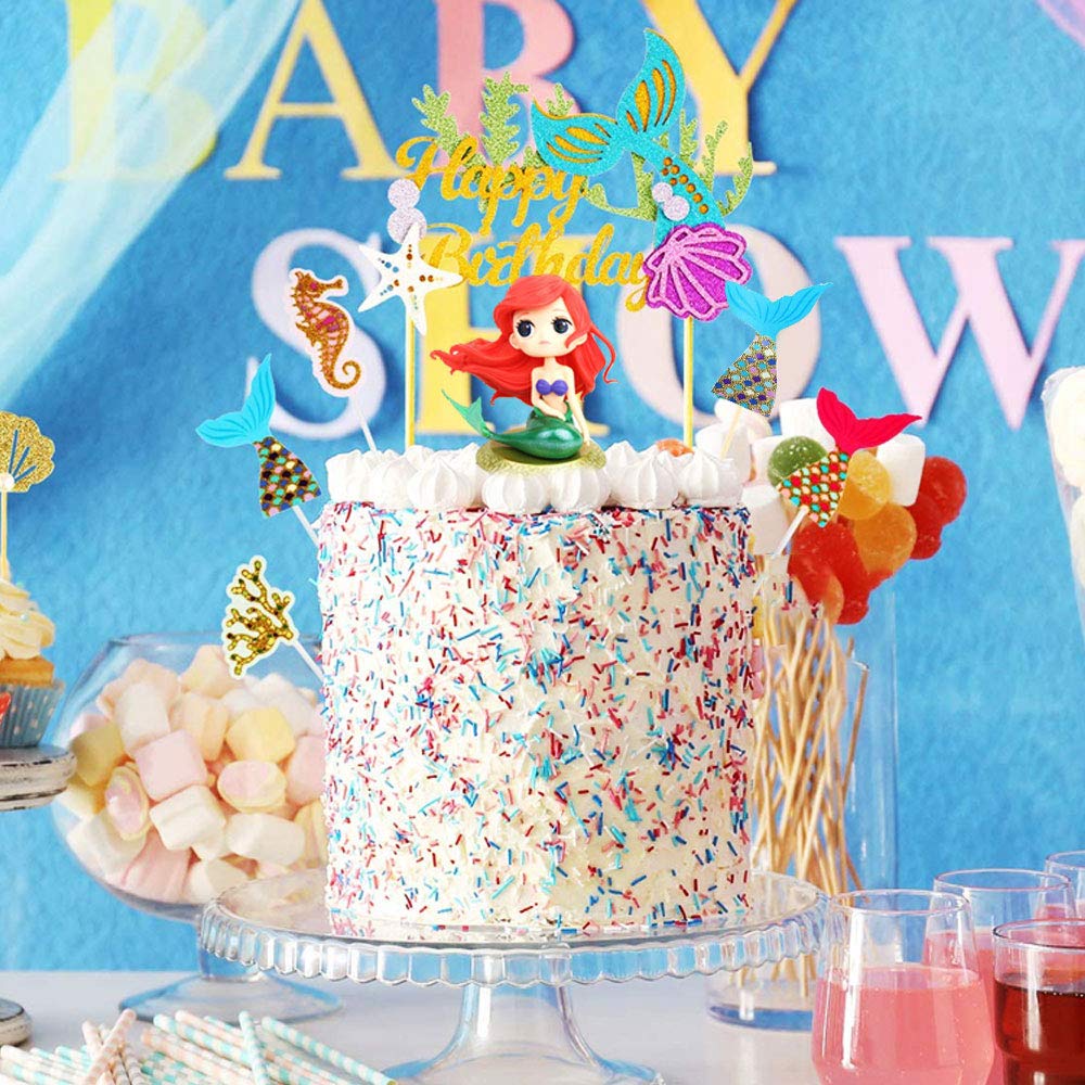 Buy Mermaid Party Cupcake Toppers, 32 Pieces Mermaid Cake Topper