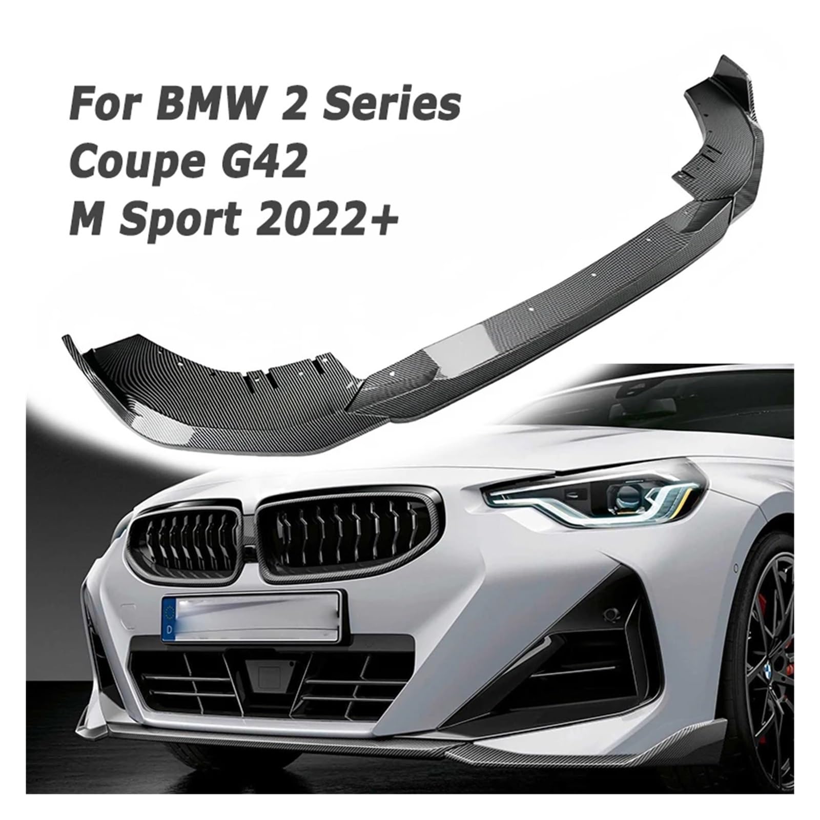 zestaw rozdzielaczy Pasuje do BMW serii 2 Coupe G42 Sport 2022 + rozdzielacz dyfuzora zewnętrzne części Afternarket przedni zderzak samochodowy wargi
