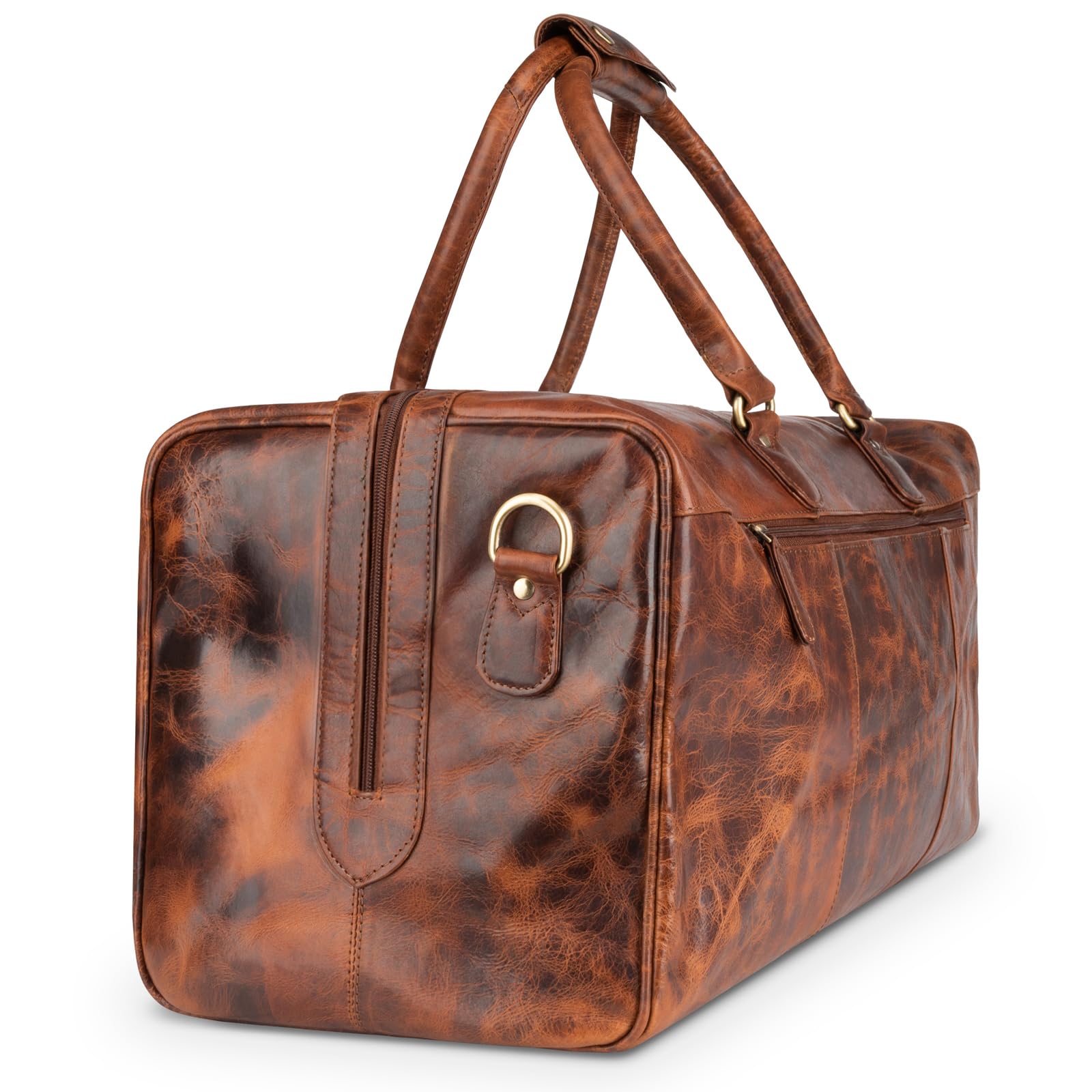 LEABAGS Bolsa de fin de semana mujeres y hombres | Bolsa de viaje de cuero genuino de primera calidad | Bolsa deportiva de 40 l | Bolsa de gimnasio | Bolsa de deporte | Grande