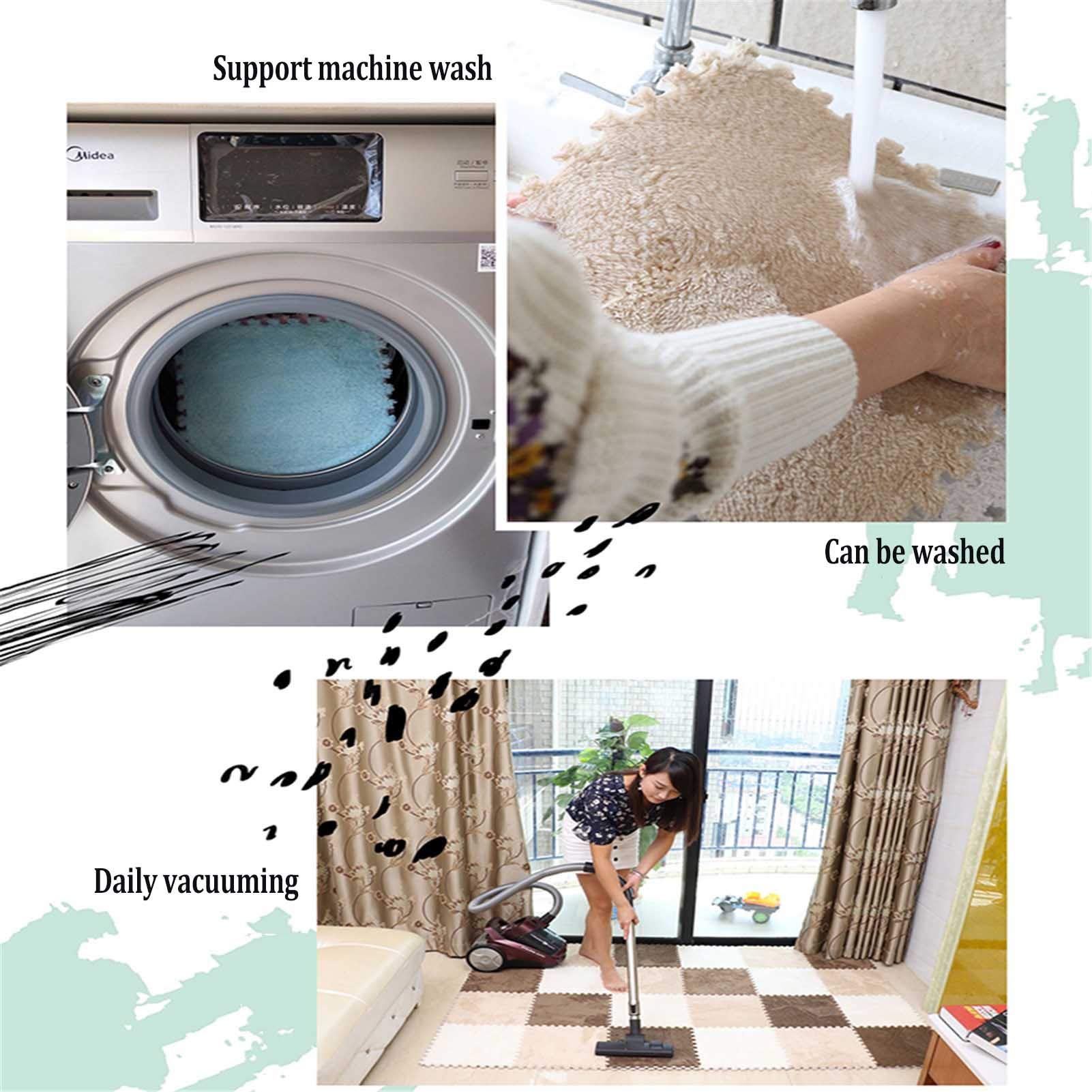 Tappetino in Schiuma di Peluche per Bambini, Tappetini in Schiuma Eva Ad Incastro con Bordo per Sala Giochi Yoga per Esercizi in Garage,Light Pink+Blue