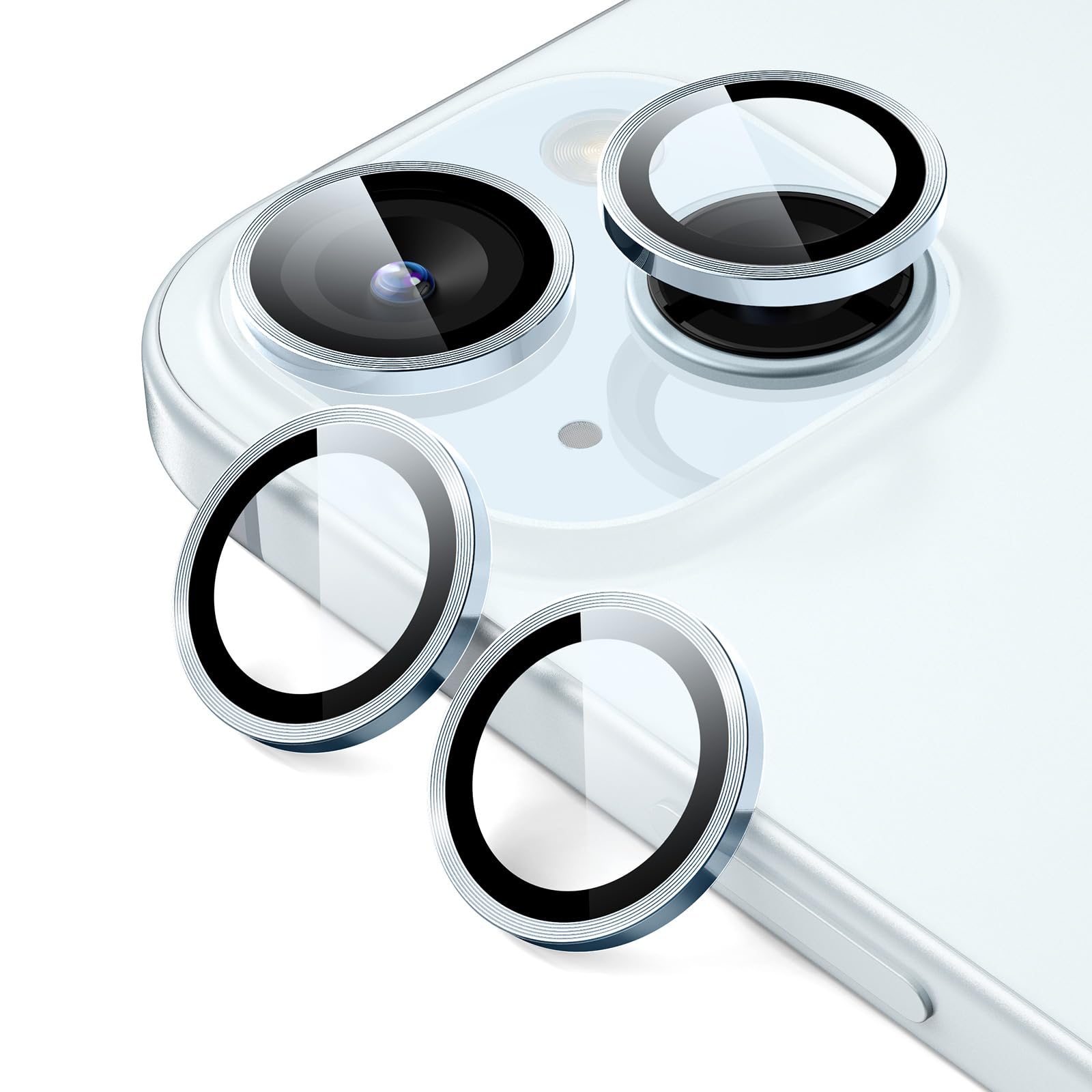 ESR 2 Pack Camera Lens Protector for iPhone 15/15 Plus/14/14 Plus, Ultra-tough HD Individual Lens Protectors, Scratch Resistant, Ultra-thin Tempered Glass, Armorite Series, Dark Blue