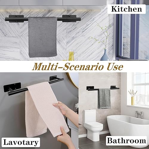 Miniatura 8 de Toallero de baño autoadhesivo, toallero de acero inoxidable para baño, adhesivo y montado en la pared, toallero resistente a la corrosión para baño