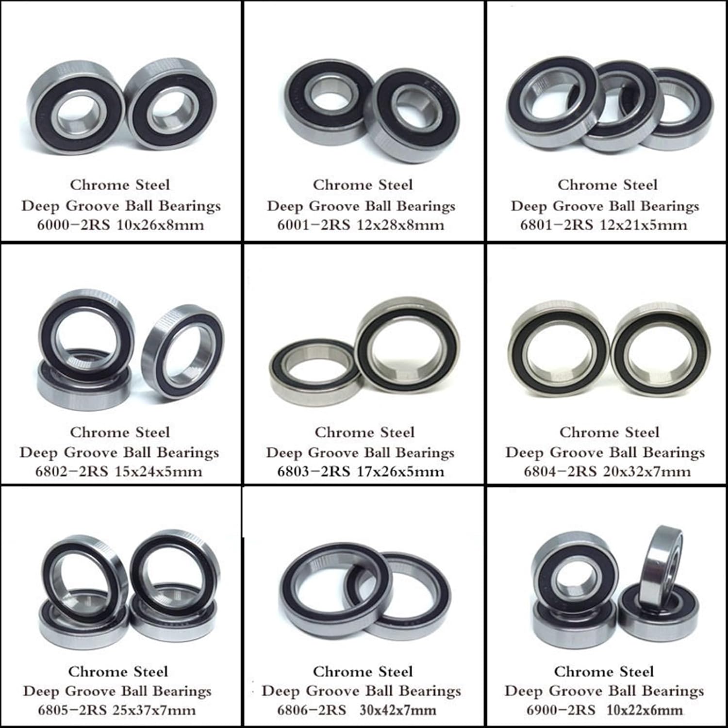 2pcs 6804 2RS Bearing 20x32x7 mm Ball Bearing 6804 RS 61804 2RS 20 * 32 * 7mm Bearing Bicycle Bottom Brackets & Hubs & Axle Bearing(6802-2RS Blue)