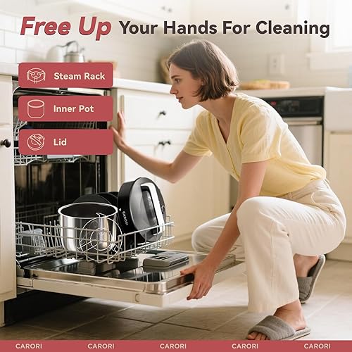 Miniatura 8 de Olla a presión eléctrica 9 en 1 de 6 cuartos de galón, olla interior de acero inoxidable, cocina multifunción programable de 12 con diseño de