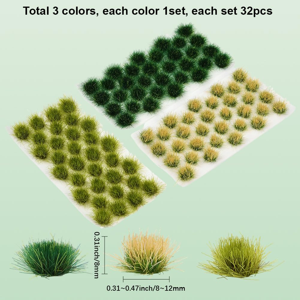 SOFPLATE 3 Box 96Pcs Landscape Tufts Model Train Grass Shrubs Plastic Bush Miniature Layout Scenery Static Green Diorama Table Wargaming Vegetation Diorama Set for DIY Decoration Crafting Supplies - Image 2