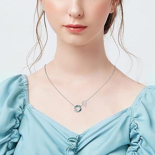 Miniatura 6 de Collar de flores de amor de mariposa de plata de ley 925 con colgante de mariposa de cristal austriaco, collar de flores de mariposa, regalo para