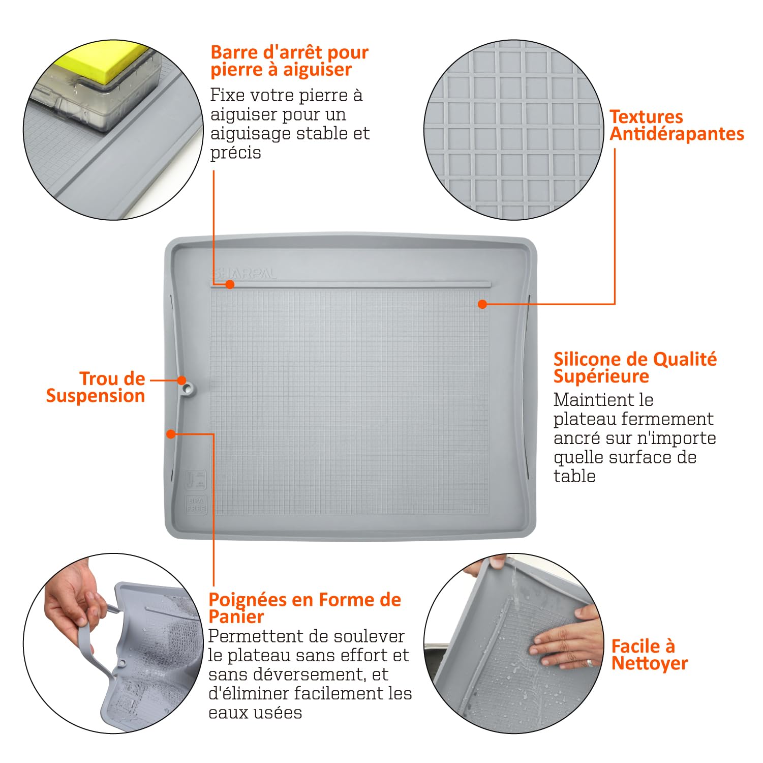 SHARPAL 149H Aiguiser Sans Saleté Plateau De Pierre À Aiguiser En Silicone, Tapis D'Aiguisage Pour Couteaux, Anti-Contamination De La Surface De Travail