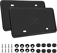XCLPF Black Silicone License Plate Frames 2 Pack - Rust-Proof, Rattle-Free, Weatherproof Car Holders for Front & Back Plates