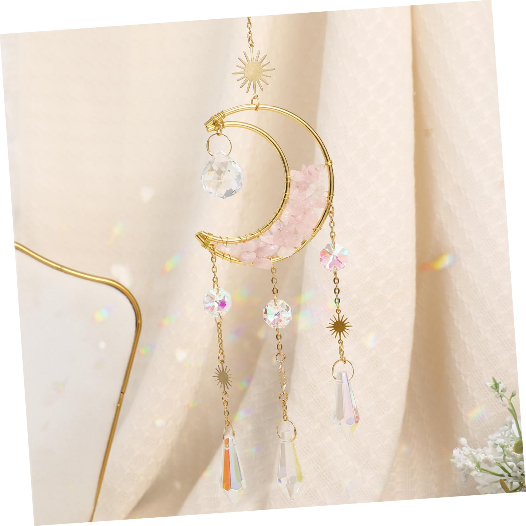 PRETYZOOM 5stücke Hängender Mond Sanduhr Für Fensterdekoration Natürliche Kristallstein Wohnaccessoires Für Stilvolle Inneneinrichtung Und Garten
